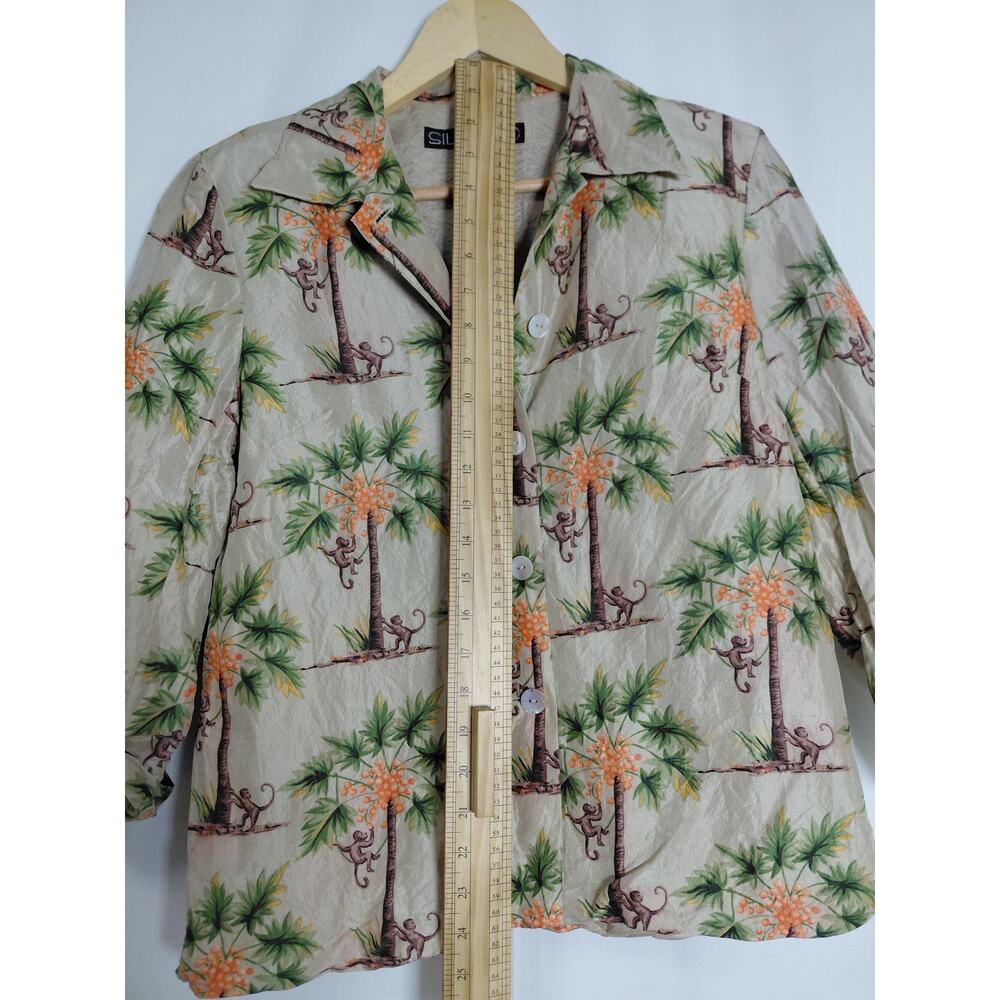 Vintage Silkland 100% Silk Animal Print Lined V-Neck Jacket Women Size 6 - Picture 7 of 9